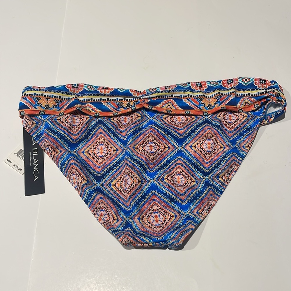 🎉La Blanca NWT swim bathing suit bikini bottoms boho print blue orange multi $59 - Picture 3 of 3